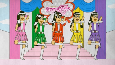 絶妙なタッチでアニメ化されたももいろクローバーZ。(C)「かよチュー」実行委員会