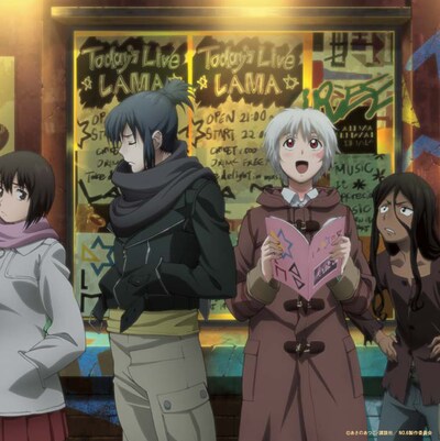 写真は「Spell」通常盤初回プレス分に封入されるワイドキャップステッカー。写真左より沙布、ネズミ、紫苑、イヌカシ。