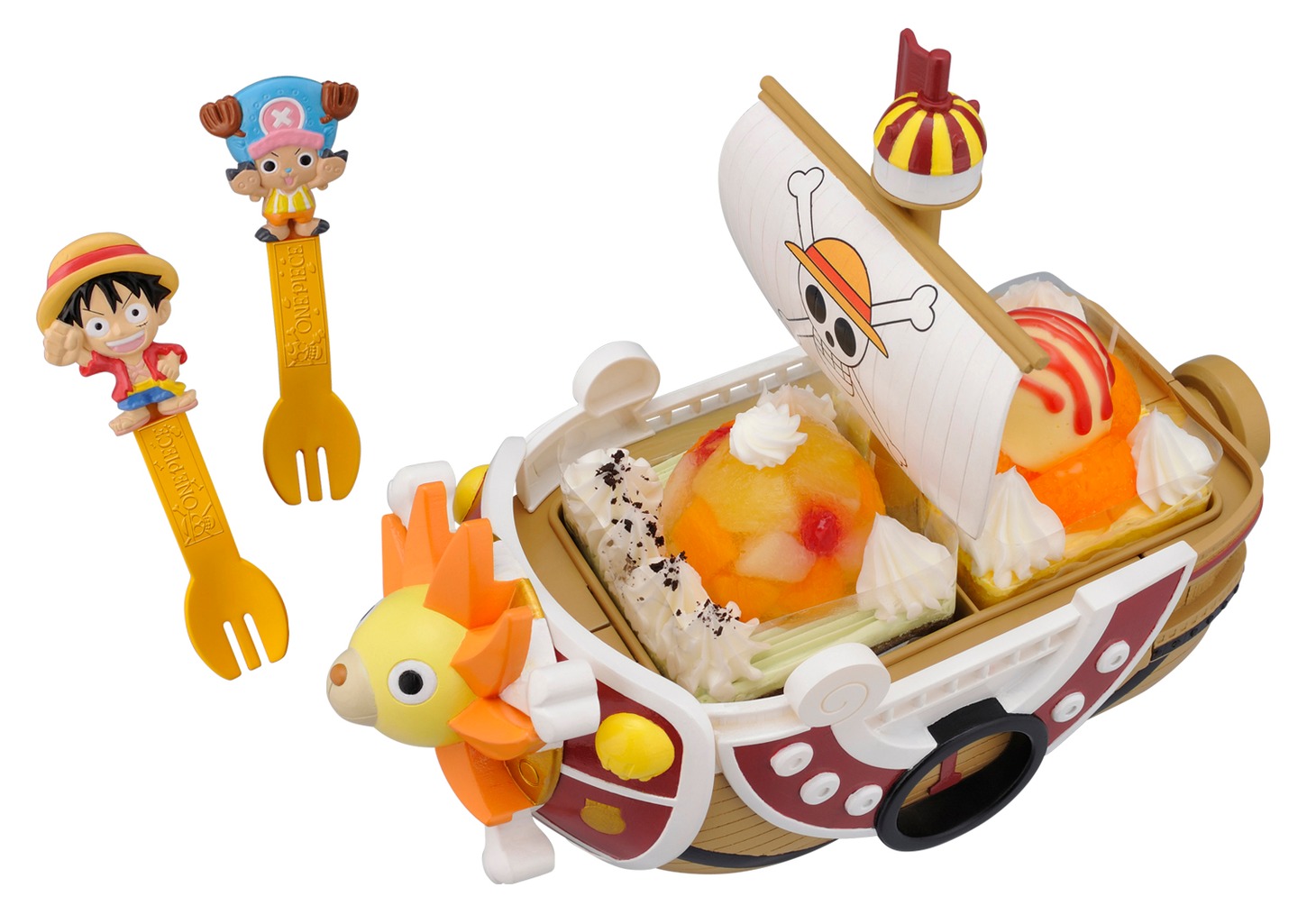 ケーキ2種　チョコケーキ・みかんケーキ（各横約8cm×奥行き約7.5cm×高さ約4cm）　(C)尾田栄一郎/集英社・フジテレビ・東映アニメーション