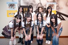 イベントに参加したSKE48メンバー。写真前列左から木本花音、小野晴香、松井珠理奈、向田茉夏。後列左から中村優花、金子栞、石田安奈、上野圭澄。