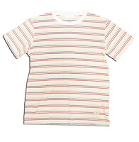 ももクロ×BEAMS Tコラボ第2弾Tシャツ（写真）は、紫・赤・黄・ピンク・緑の5色ボーダー。左下部にはさりげなく“四つ葉のクローバー”がワンポイントで刺繍されている。