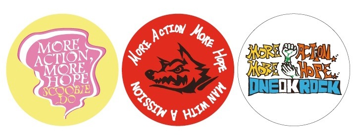 「MORE ACTION, MORE HOPE.」チャリティ缶バッジ