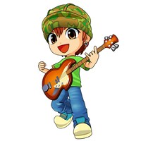 ベースのhiro。ちなみに実際のPUFFYのサポートベーシストは木下裕晴が務めている。