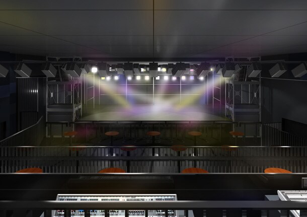 梅田CLUB QUATTRO完成予想図。客席最上段からステージを見たところ。