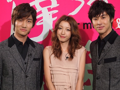 収録時の東方神起と木下優樹菜。