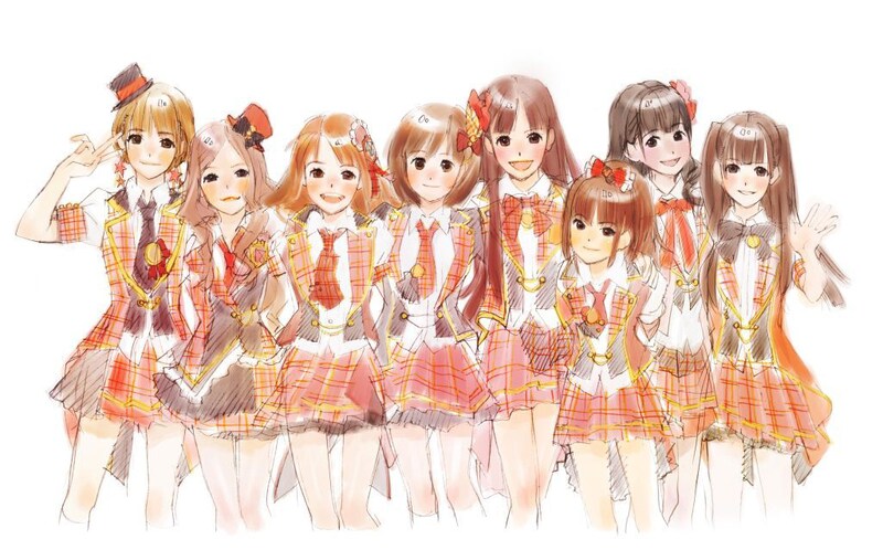 アニメに登場するAKB48メンバーのイメージイラスト。