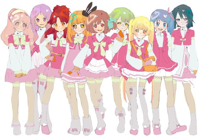 アニメの主人公となるアイドル候補生9人のイメージイラスト。