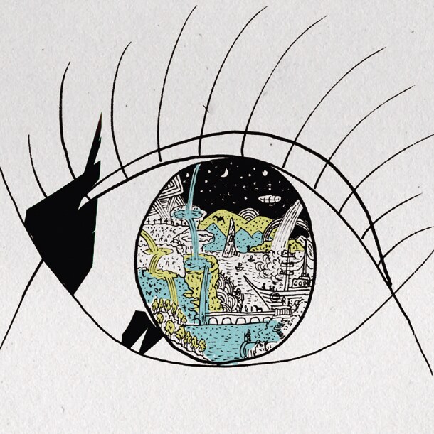 大橋裕之のイラストによるシングル「Blue devil,Baby evil」のジャケット。