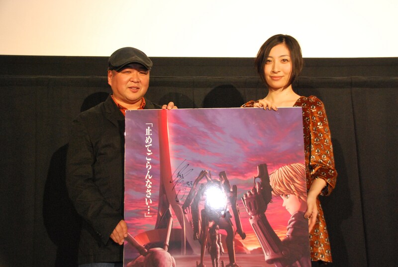 「アップルシードXIII」シリーズ構成の藤咲淳一(写真左)とデュナン役・坂本真綾のツーショット。