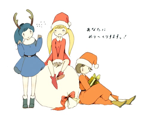 クリスマスならではの衣装を着たあゆみん、みぃな、なっちゃん（写真左から）。
