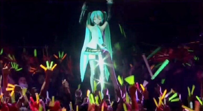 初音ミクのライブの様子。