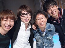 写真左から宮田和弥、高橋優、南こうせつ、寺岡呼人。