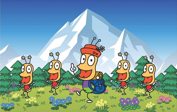 「おしりの山はエベレスト」のアニメのワンシーン。