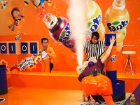 今一歩のところでスリップし、点を取られるきゃりー。