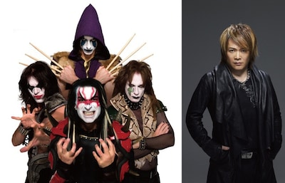 アニメタルUSA（写真左）と影山ヒロノブ（右）。