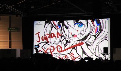 ライブドローイングで描かれた初音ミク。