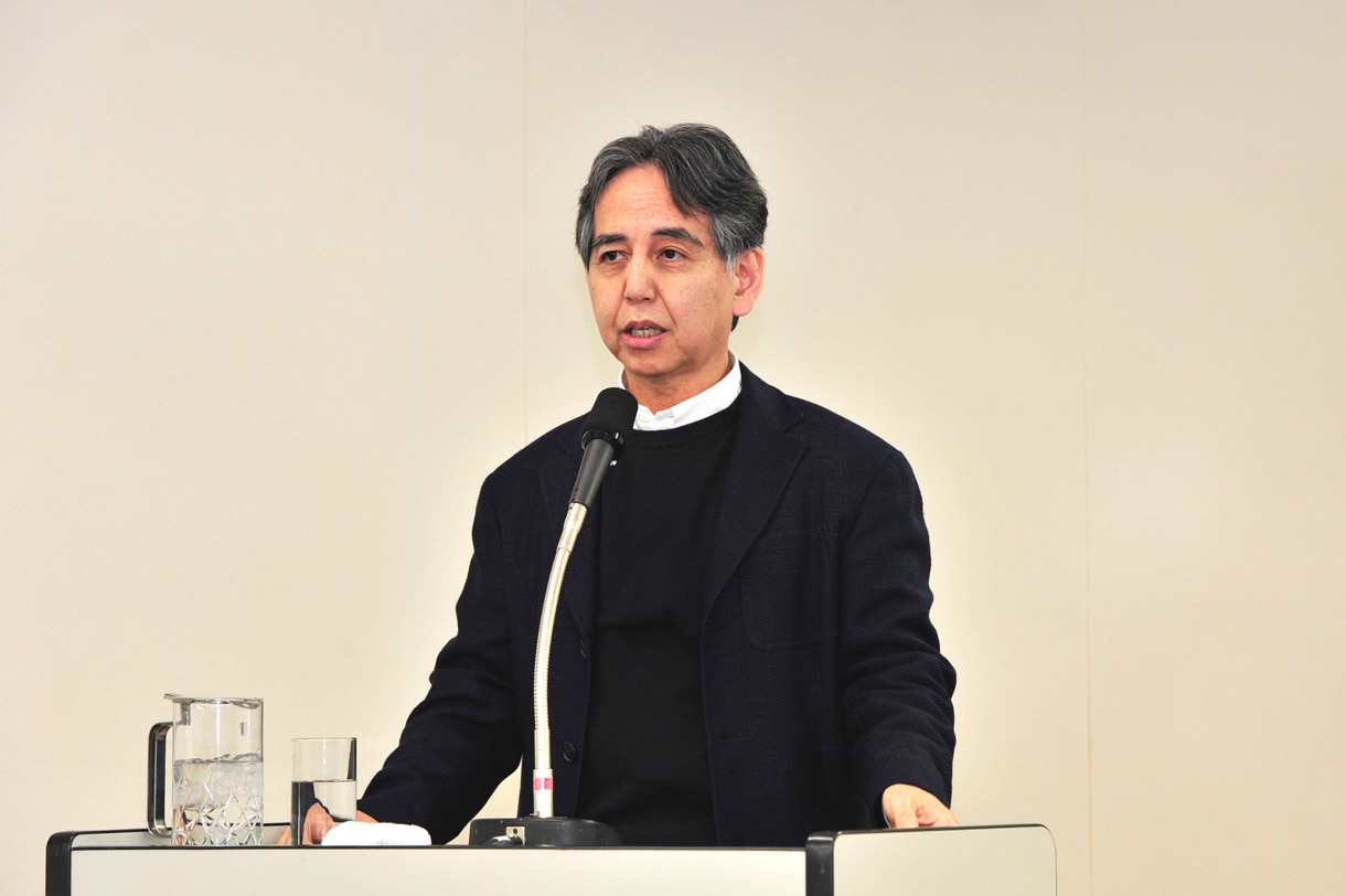 渋谷陽一氏。非核を訴える音楽フェス「NO NUKES 2012」の開催を発表する2012年3月の記者会見より。