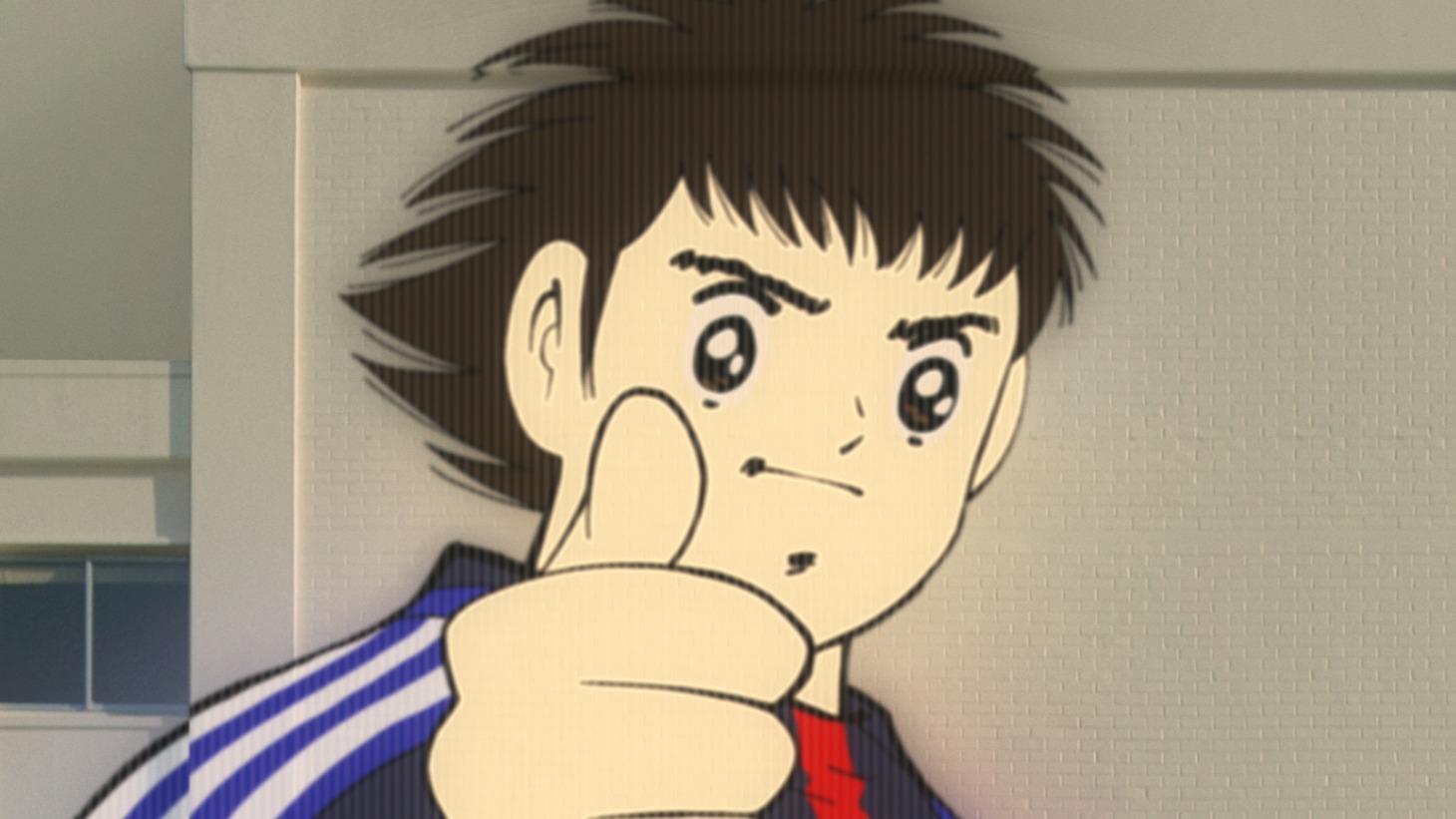 「キリン 大人のキリンレモン」新CM「キャプテン」編のワンシーン。大空翼はサッカー日本代表の新ユニフォームを着用して登場。（c）高橋陽一 / 集英社（c）ガレージフィルム（c）2009JFA