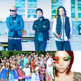 今回出演が決まったRHYMESTER(写真上)、有坂美香&The Sunshowers(左下) with HanaH(右下)。
