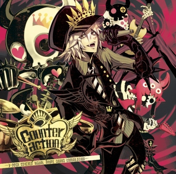 竜宮ツカサが描き下ろした「Counteraction -V-Rock covered Visual Anime songs Compilation-」ジャケットイラスト。