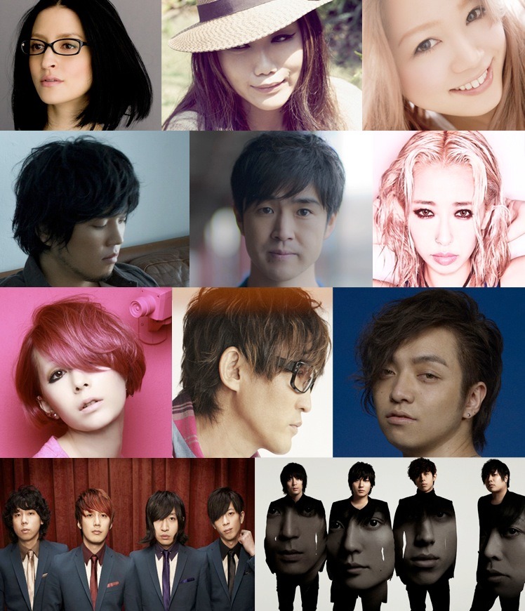 「J-WAVE LIVE 2000+12」出演アーティスト第1弾で発表された11組。