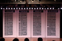 秋葉原AKB48劇場での初日速報結果発表の様子。 (C)AKS