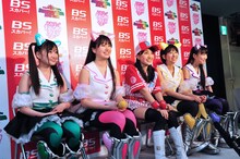 「ももいろクローバーZ ももクロ夏のバカ騒ぎ Summer Dive 2012 Tour -開幕戦- 6.17 NHKホール大会」終演後の記者会見の様子。