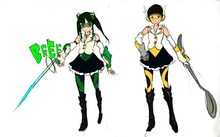 有安杏果（イラスト左）、玉井詩織（右）の衣装原案。