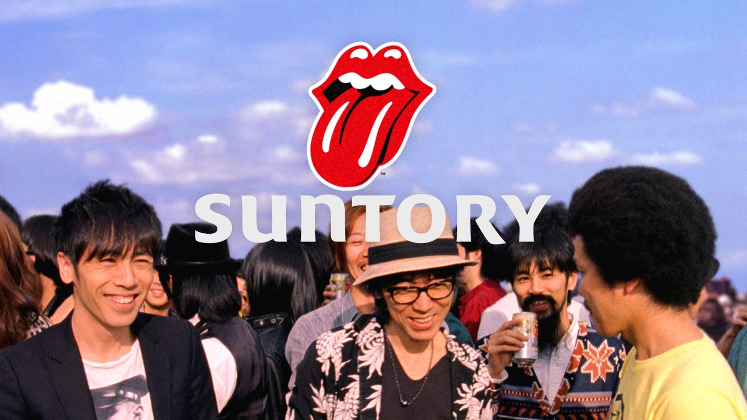サントリー「ストーンズバー」のCM「OPEN ME UP!」編より。オカモト"MOBY"タクヤ（SCOOBIE DO）、又吉 "SEGUN" 優也（SPECIAL OTHERS）、松田晋二（THE BACK HORN）の姿が見える。