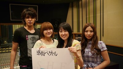 「シルク」と「ラストシーン」のアフレコに参加した宮野真守、佐藤利奈、高橋美佳子、生田善子。