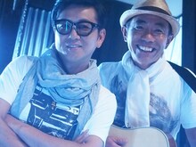 「僕らの音楽」スタジオライブ収録時の藤井フミヤと木梨憲武。
