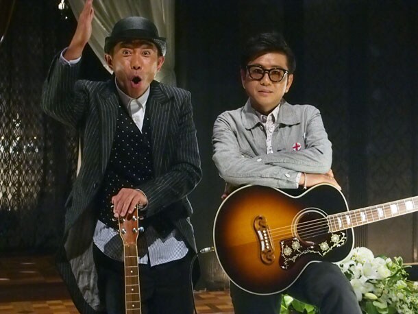 「僕らの音楽」スタジオライブ収録時の藤井フミヤと木梨憲武。