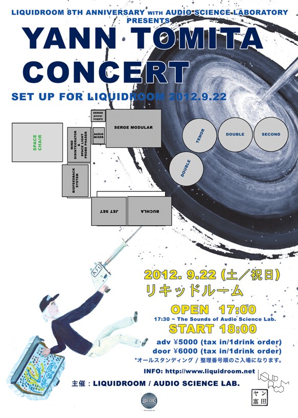 「LIQUIDROOM 8TH ANNIVERSARY WITH AUDIO SCIENCE LABORATORY PRESENTS YANN TOMITA CONCERT」フライヤー