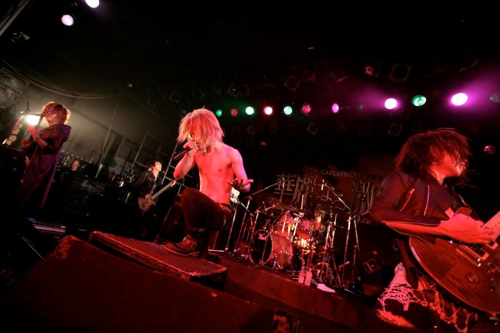 2012年7月に東京・LIQUIDROOM ebisuで開催されたライブイベント「J-ROCK EXPLOSION 2012『華麗なる激情』-Splendid Violent Emotion Vol.3-」でのD.I.D.。（撮影：西槙太一）