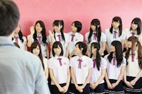 合同取材会の様子。