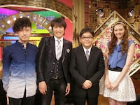 「音楽ヒミツ情報機関 MI6」収録時の様子。写真左から蔦谷好位置、千原ジュニア、秋元康、ニコル。