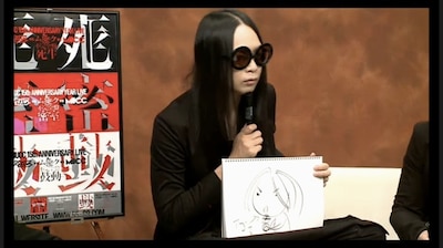 「『茫然自失』での逹瑯のマイクの位置はどこでしょう？」という問題に見事なイラストで回答する逹瑯。