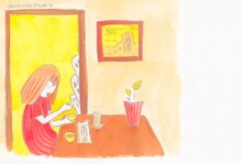 郵便盤封入特典のやくしまるえつこイラストハガキ