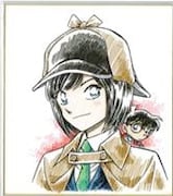 真犯人を当てた人に抽選でプレゼントされる「青山剛昌サイン入り、前田探偵イラスト色紙」のデザイン。