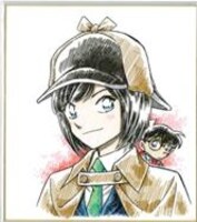 真犯人を当てた人に抽選でプレゼントされる「青山剛昌サイン入り、前田探偵イラスト色紙」のデザイン。