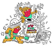 ウィスット・ポンニミットによる「プチロックフェスティバル」イラスト