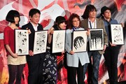 映画「アシュラ」の先行試写会舞台挨拶の登壇者たち。