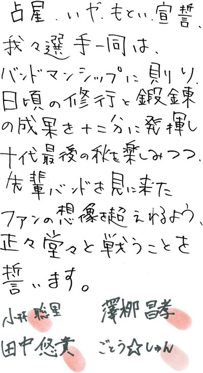 「新成人直前記念！サンプラー」配布に際して公開されたTHE NAMPA BOYSによる宣誓文。