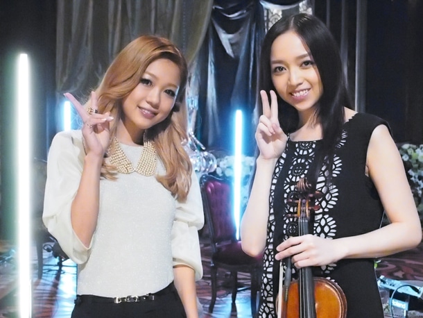 西野カナ×宮本笑里「たとえ どんなに…」のスタジオライブ収録時の様子。