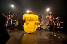 サプライズ出演したサンリオキャラクター・ポムポムプリンとコラボするBiS。