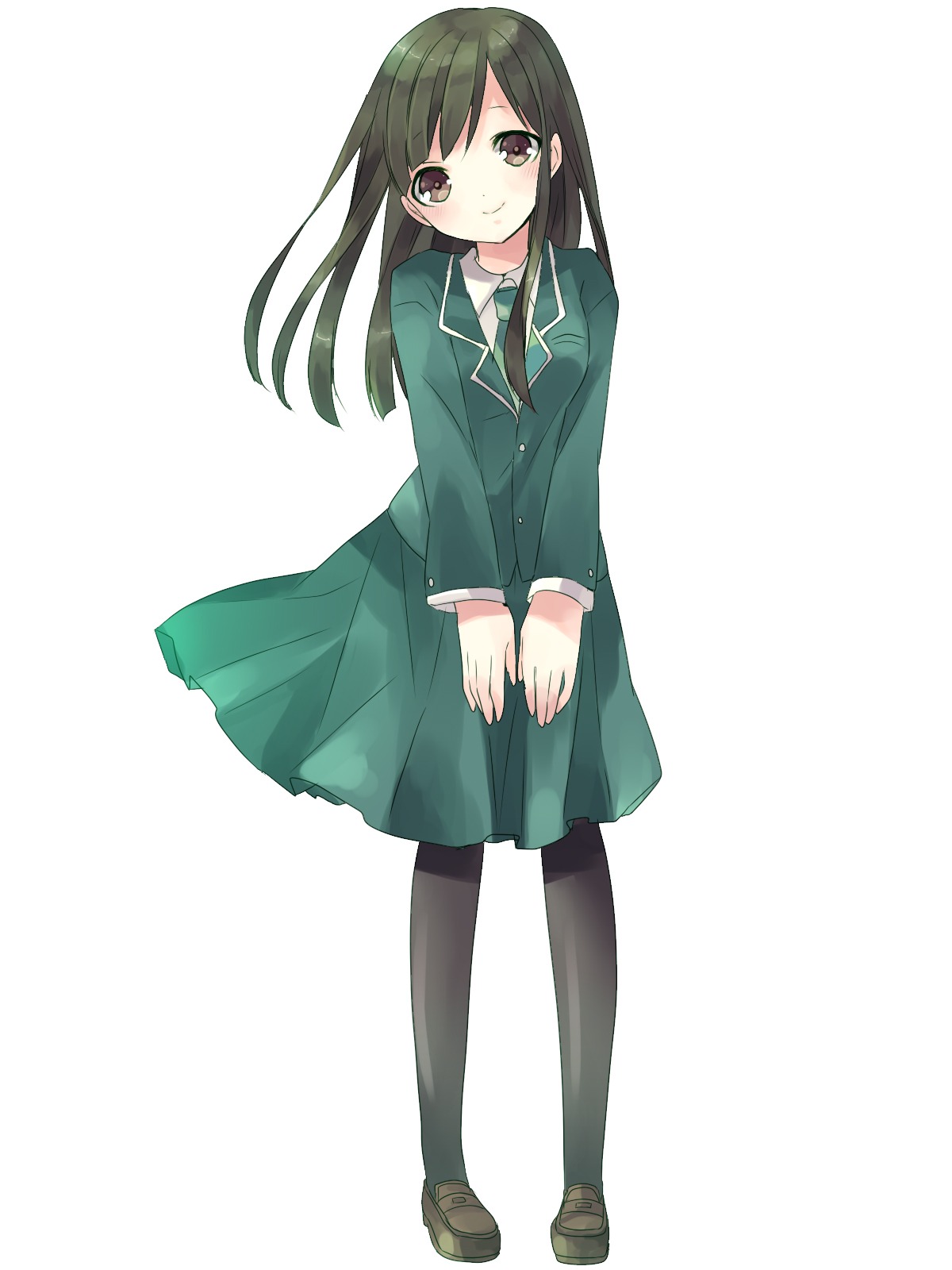 ナチュラルメイクの清楚でおっとりした人（グリーン / 清楚担当）のイメージイラスト。