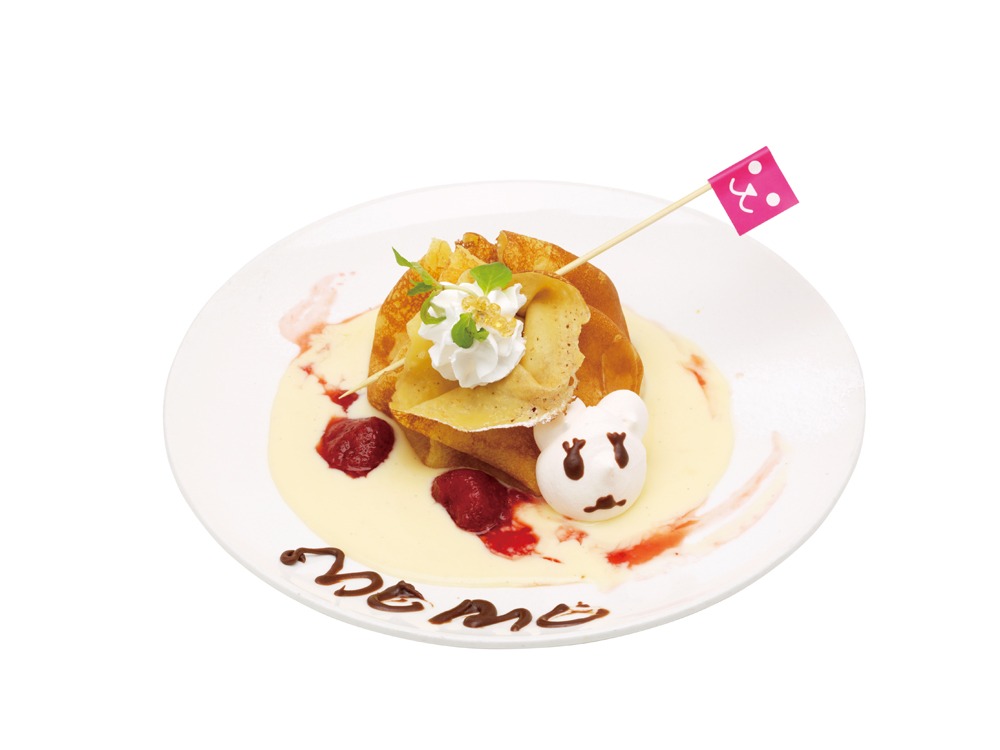「モモカフェ」オリジナルメニューの幸せ包みのMOMOクレープ。