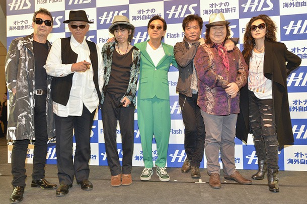 斎藤ノヴ、村上"PONTA"秀一、仲井戸麗市、高中正義、後藤次利、ミッキー吉野、夏木マリ（写真左から）。