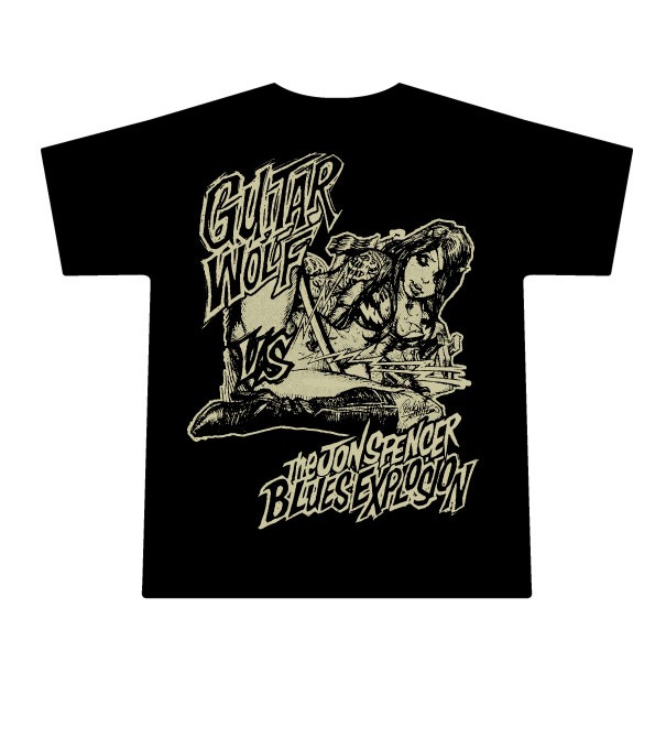 THE JON SPENCER BLUES EXPLOSIONとギターウルフの対バンライブで販売されるチャリティTシャツ。