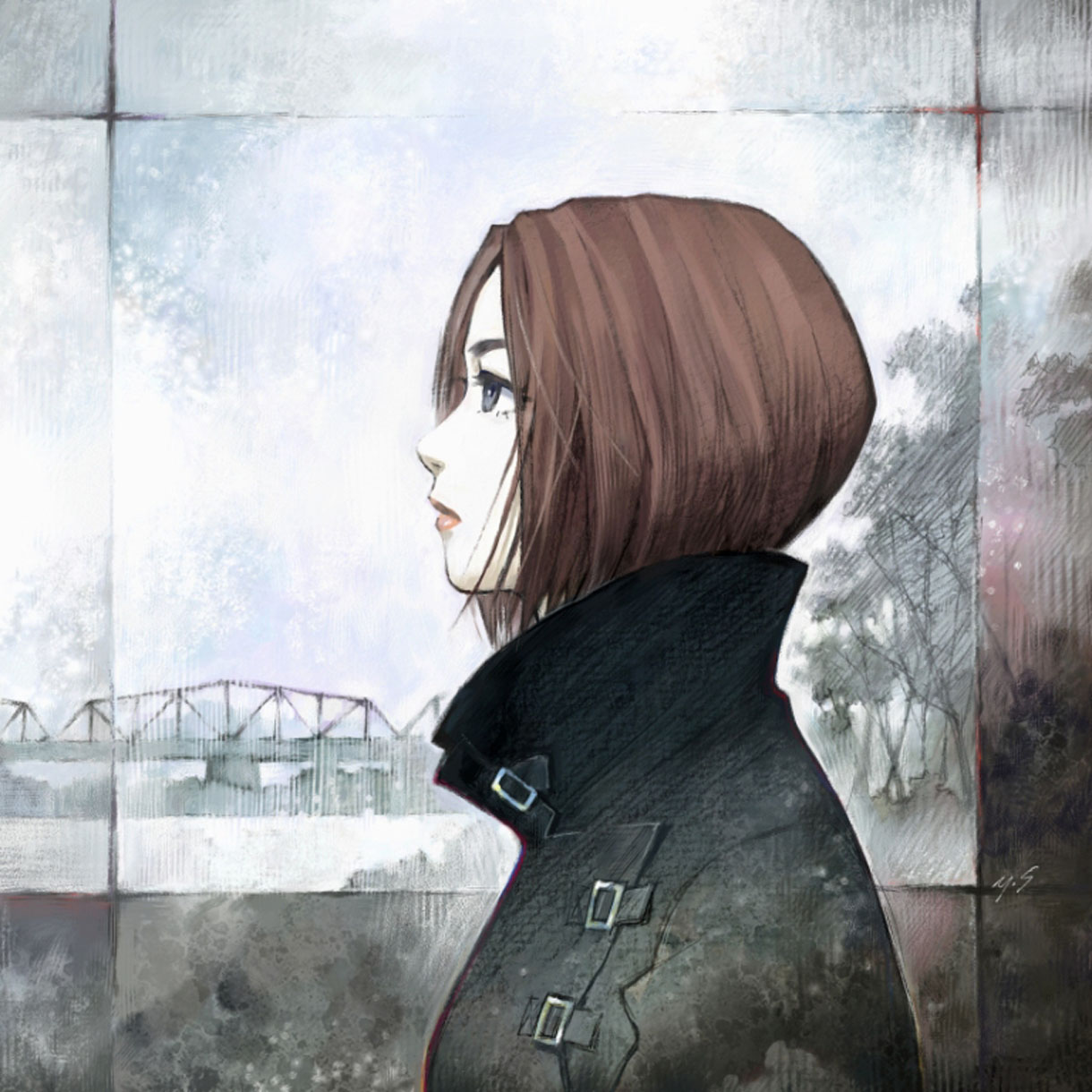 貞本義行が描き下ろした宇多田ヒカル「桜流し」ジャケット。